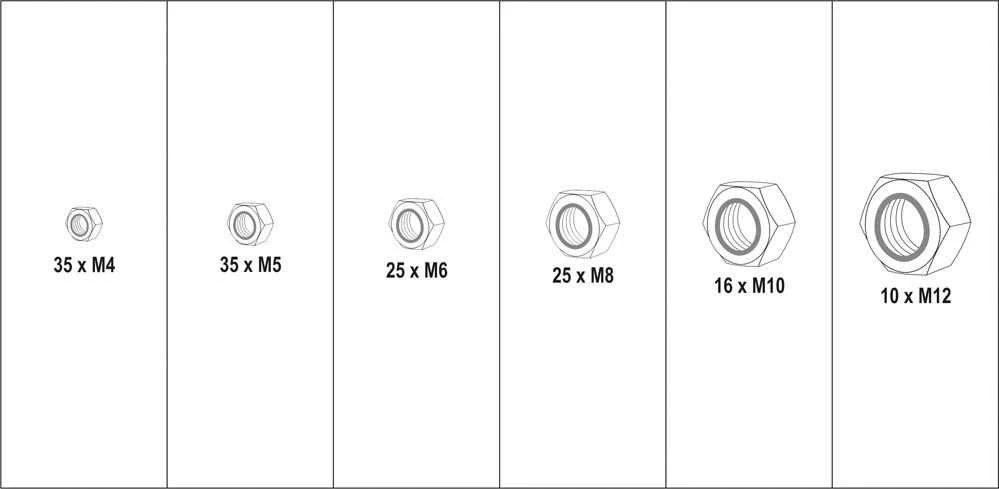 YATO RIŠŠTUČIŲ RINKINYS SU APSAUGA / SAVAITINIS LAIKODALIS 146 vnt. M4, M5, M6, M8, M10, M12