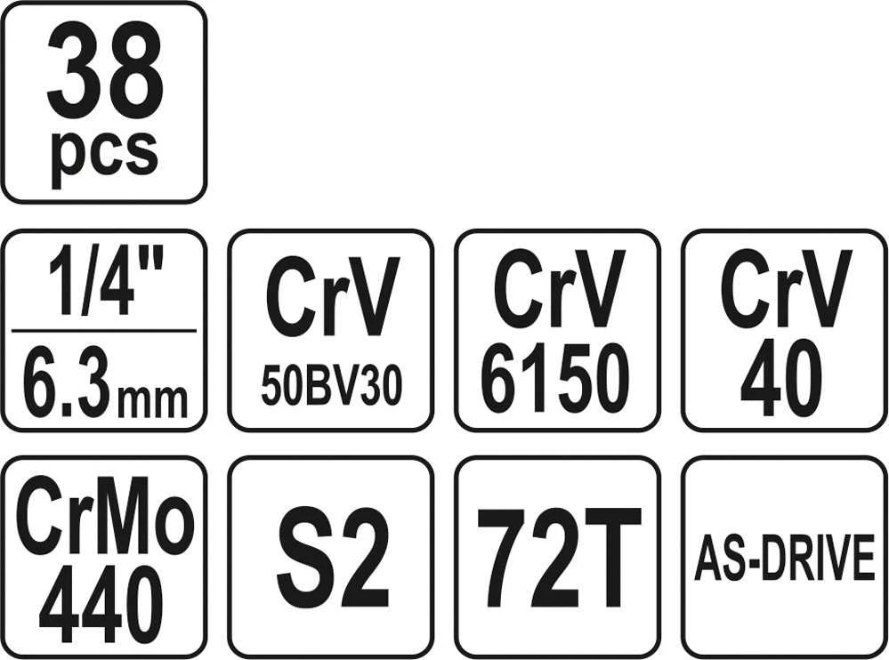 Įrankių rinkinys Yato YT-14471 - 38 elementai