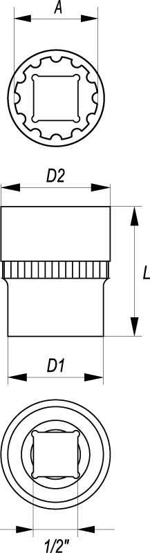 YATO NASADKA SPLINE 1/2" 19mm 1471