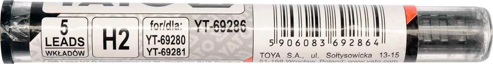 Toya Sa Poland Grafito širdelės H2 automatiniam pieštukui 5 vnt (YT-69286)