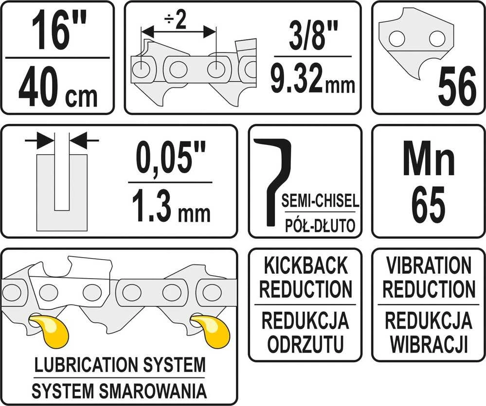 YATO ŁAŃCUCH TNĄCY DO PILARKI 40cm/56/3/8"/1,3
