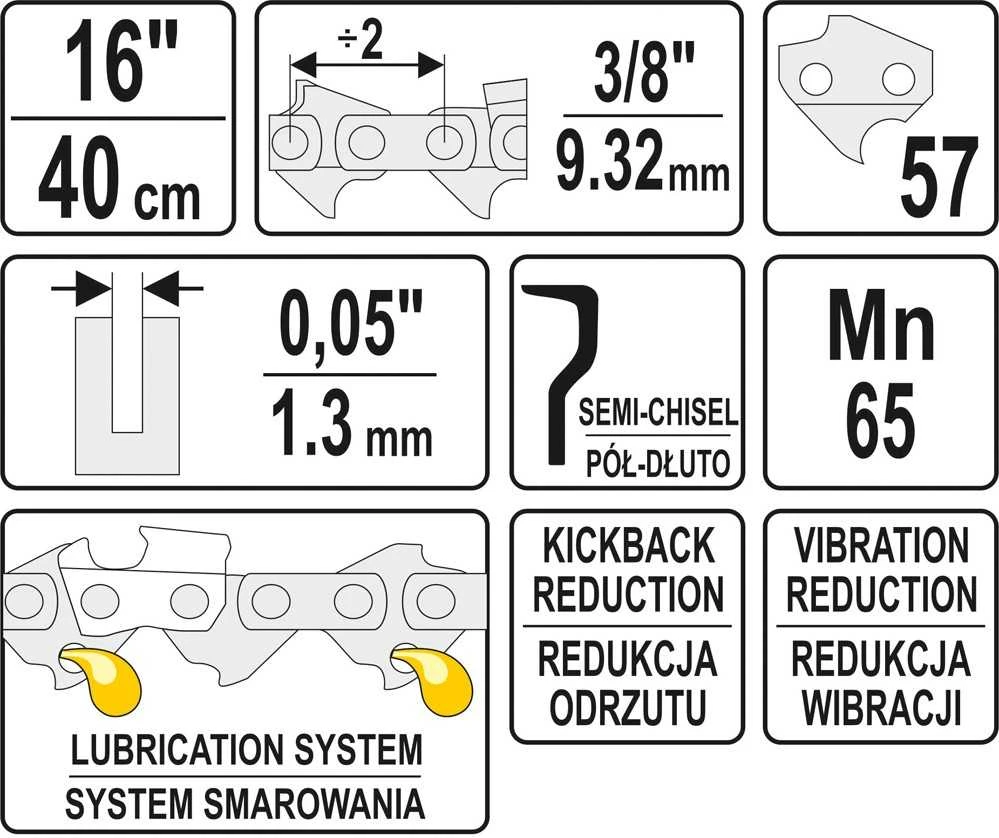YATO ŁAŃCUCH TNĄCY DO PILARKI 40cm (16") 3/8"
