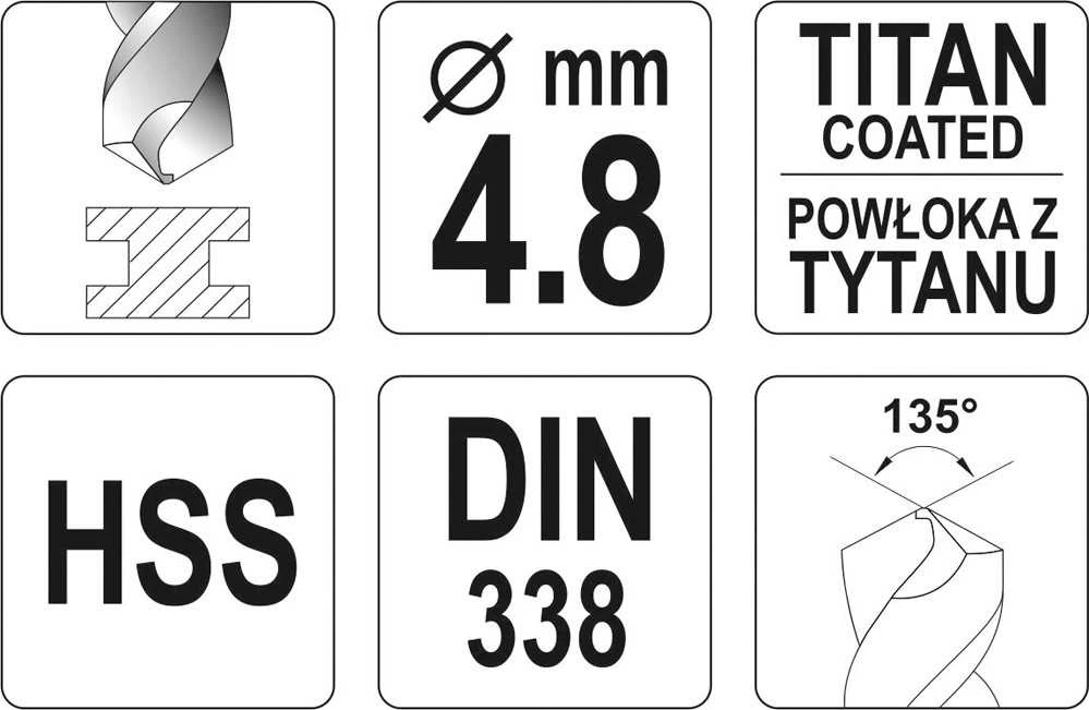 Toya Sa Poland Grąžtas metalui HSS-TIN 5.2 mm (YT-44652)