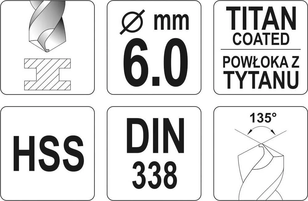 Toya Sa Poland Grąžtas metalui HSS-TIN 7.0 mm (YT-44656)