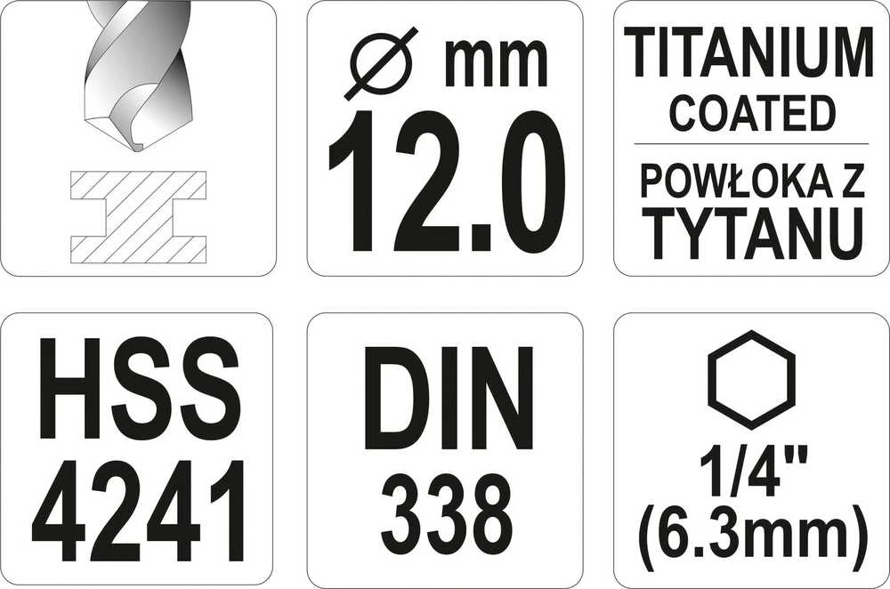 Grąžtas Toya Sa Poland YATO grąžtai METAL TYTAN HEX 12,0mm