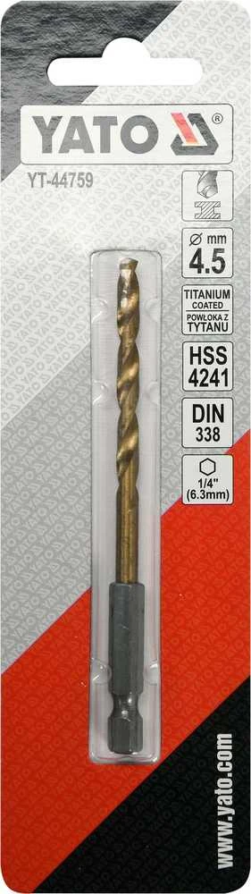 Yato Toya Sa Poland Grąžtas metalui su Hex 6.3 mm (1/4") galu HSS-TiN | 6.5 mm (YT-44765)