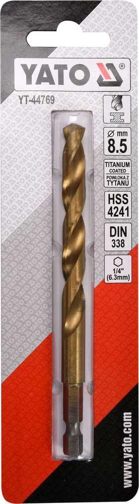 Yato Toya Sa Poland Grąžtas metalui su Hex 6.3 mm (1/4") galu HSS-TiN | 8.5 mm (YT-44769)