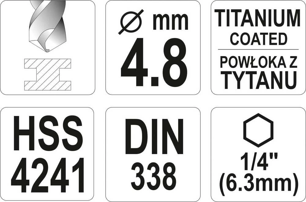 Grąžtas YATO grąžtai METAL TYTAN HEX 6,0mm