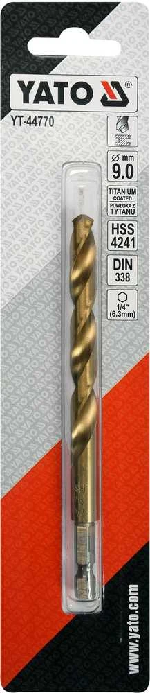 Yato Toya Sa Poland Grąžtas metalui su Hex 6.3 mm (1/4") galu HSS-TiN | 9.0 mm (YT-44770)
