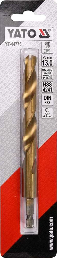 Yato Toya Sa Poland Grąžtas metalui su Hex 6.3 mm (1/4") galu HSS-TiN | 13.0 mm (YT-44776)