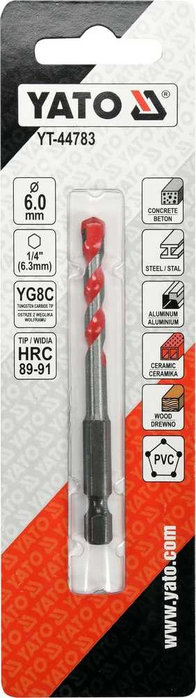 Yato Toya Sa Poland Grąžtas universalus su Hex 6.3 mm (1/4") galu | 6.0 mm (YT-44783)