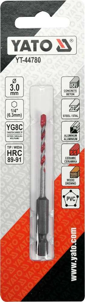 Grąžtas YATO grąžtai UNIWERSALNE HEX 3mm