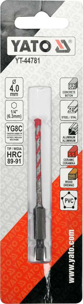 Grąžtas YATO grąžtai UNIWERSALNE HEX 4mm