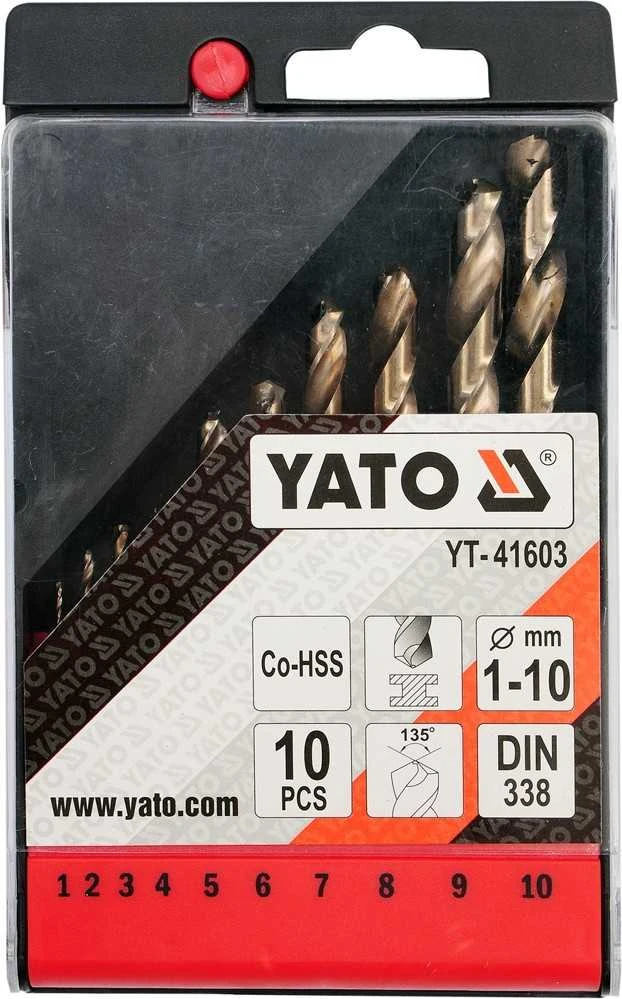 Grąžtas YATO Rinkinys grąžtų DO METALU HSS 10 vnt. 1, 2, 3, 4, 5, 6 ,7, 8, 9, 10mm, KOBALT