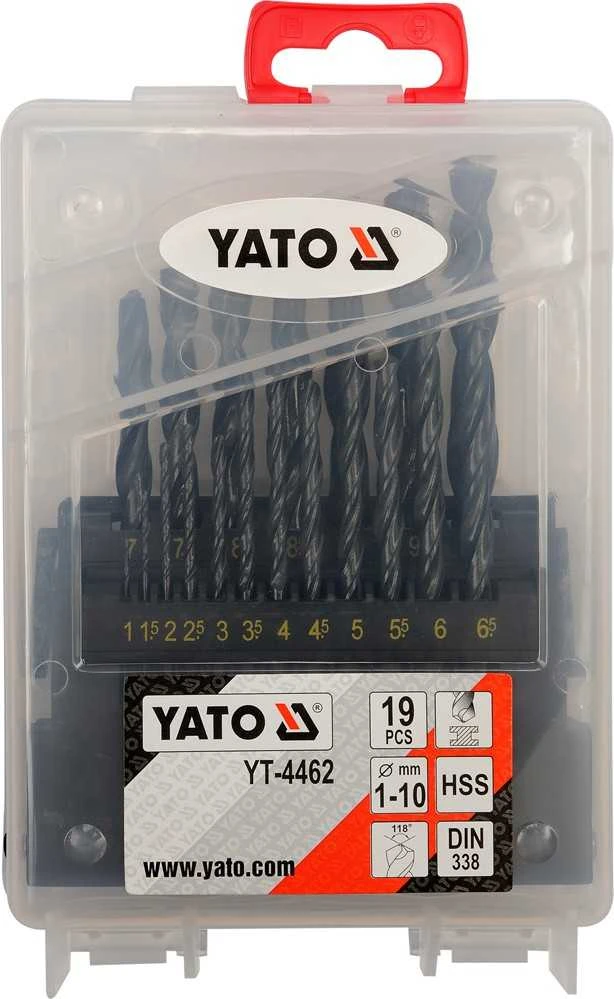 Grąžtas YATO WIERTŁA DO METALU HSS KOMPLET 19szt. 1-10mm 4462