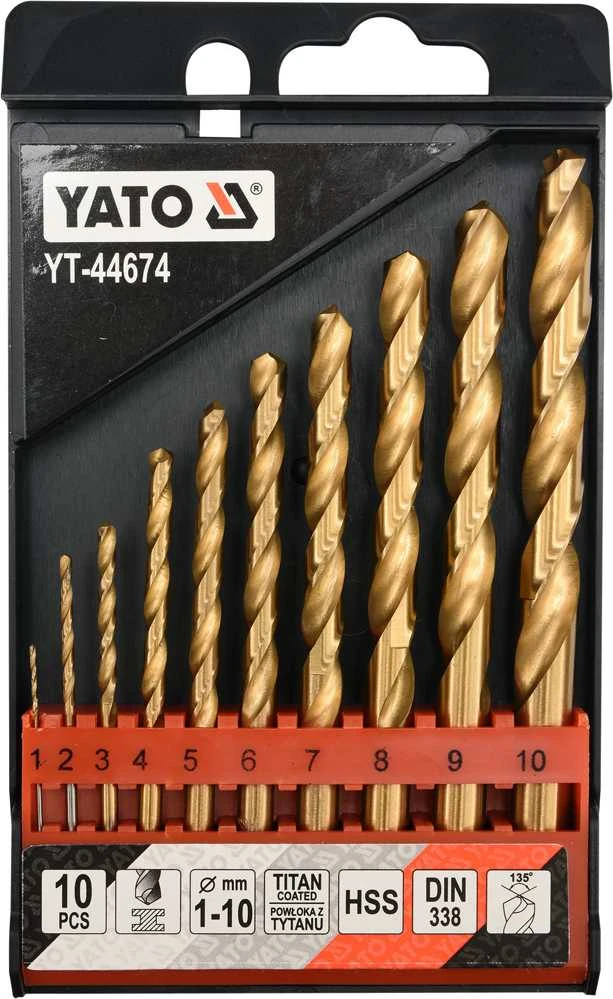 Grąžtas Yato Toya Sa Poland Grąžtų rinkinys | HSS-Titan | 1 - 10 mm | 10 vnt. (YT-44674)
