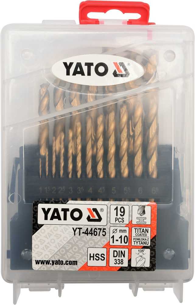 Grąžtas YATO GRĄŽŲ RINKINYS METALUI HSS-TiN 19 vnt. 1-10 mm.