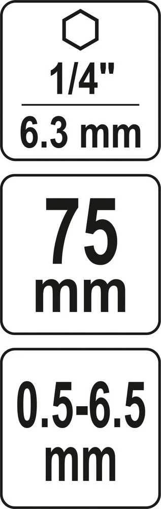 Grąžtas YATO BERAKTINIS GRĘŽIMO GRIEBTUVAS 0,5–6,5 ŠEŠIAKIAIS