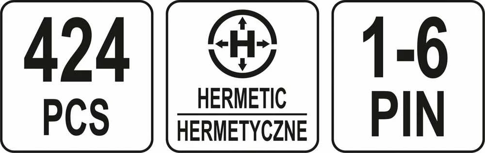 Yato hermetinių laidų antgalių rinkinys 424vnt.YT-06869