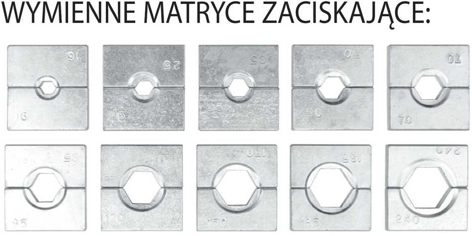 Hidraulinės antgalių užspaudimo ir suveržimo žnyplės Yato YT-22861. 16–240 mm2