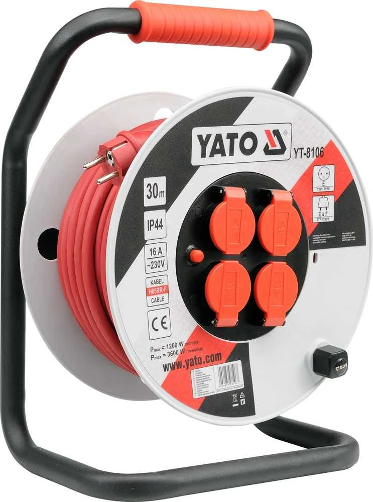 Ilgiklis vyniojamas ant ritės Yato YT-8106; 30 m; 3x2,5 mm²