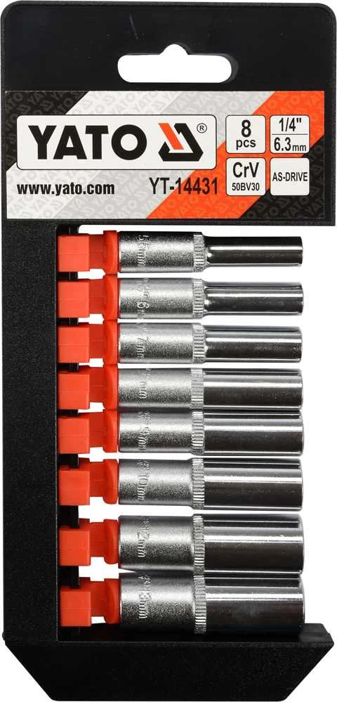 YATO LONG SOCETS 1/4" RINKINYS 8 vnt /BL 14431
