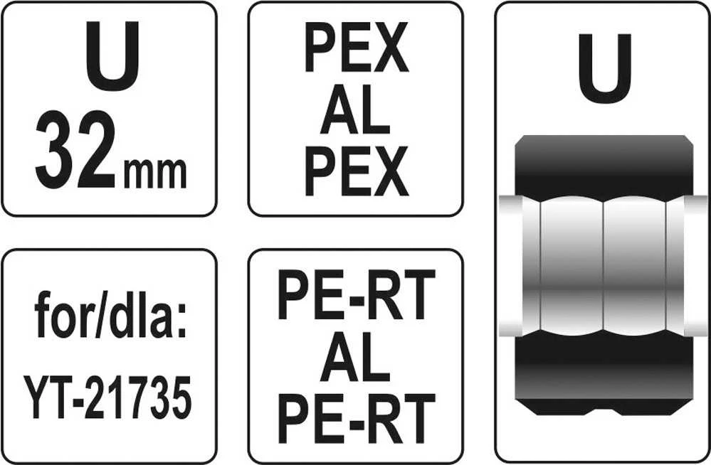 Toya Sa Poland Indėklas U 32 mm presavimo replėms YT-21735 (YT-21743)
