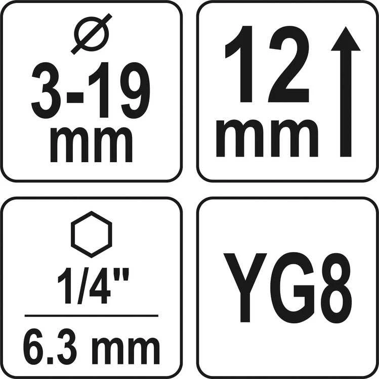 Yato IŠSKYRUS GRATOWNIK IŠORINIS 3-19mm