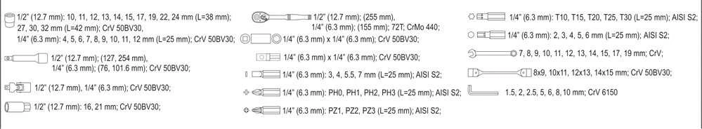 YATO Rinkinys KLUCZY 77 vnt. L 1/4" / 1/2" 38781