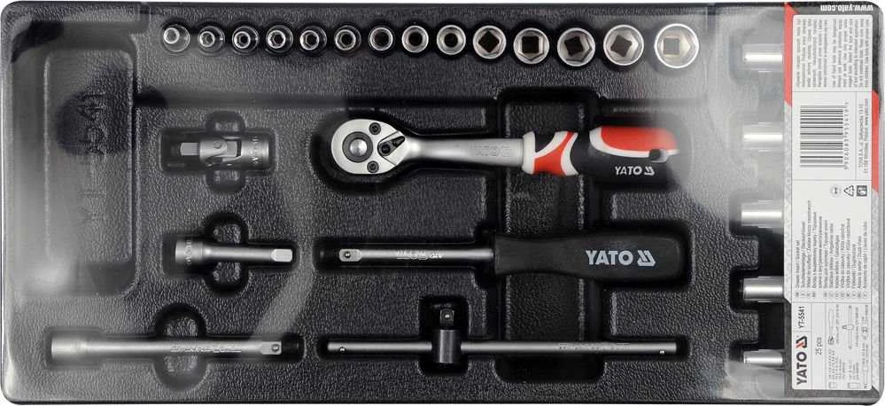 Yato Toya Sa Poland Įrankių rinkinys į su padėklu į spintelę | 6.3 mm (1/4") | 25 vnt. (YT-5541)