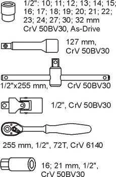 YATO STALČIO Įdėklas 1/2 "RAKTŲ RINKINYS 24 vnt. 5537