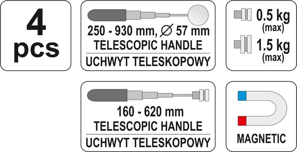 YATO Rinkinys INSPEKCYJNY LUSTRKO + CHWYTAK 0662