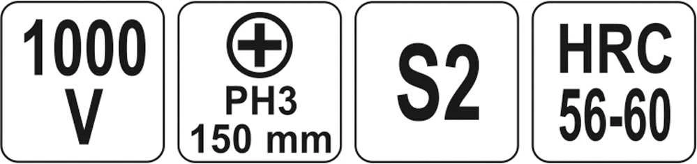 Yato Toya Sa Poland Izoliuotas atsuktuvas elektrikui | 1000V | PH3x150 mm (YT-2824)
