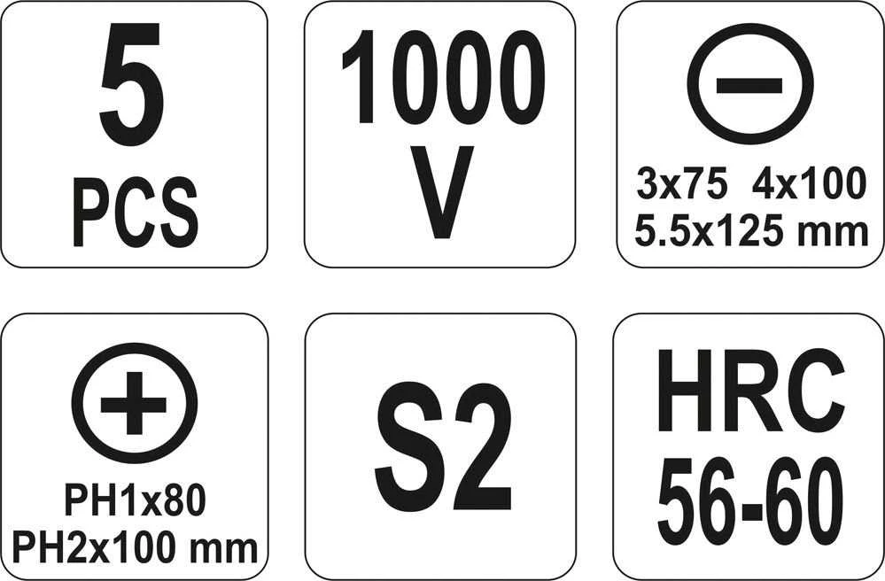 Izoliuotų atsuktuvų rinkinys VDE Yato YT-2827 - 5 vnt