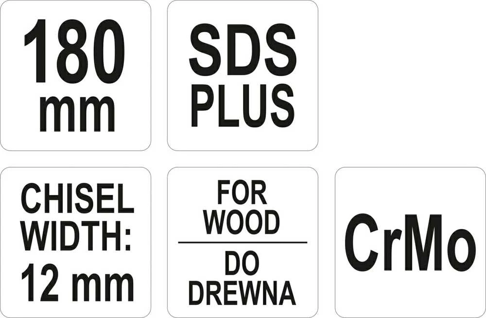 Grąžtas YATO Kaltas SDS DO DREWNA 12x180mm