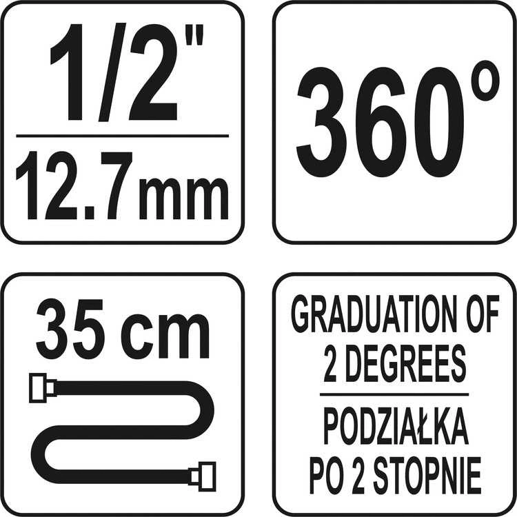 Yato Toya Sa Poland Kampinis matuoklis su magnetine ranka | 12,5 mm (1/2") (YT-05934)