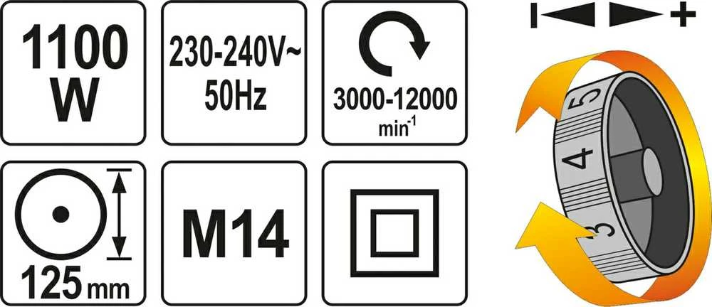 Yato Kampinis šlifuoklis YT-82101 125 mm, 1100 W