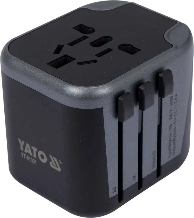 Yato Toya Sa Poland Kelionininis adapteris | universalus | daugiau nei 150 šalių | su 2 X USB 5V / 2.4A Įkrovikliu (YT-81301)