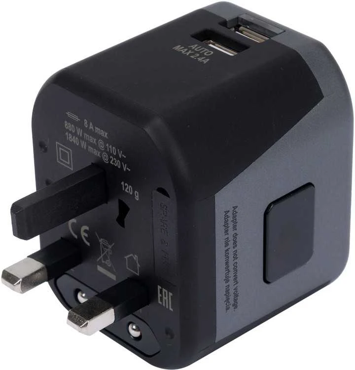 Yato Toya Sa Poland Kelionininis adapteris | universalus | daugiau nei 150 šalių | su 2 X USB 5V / 2.4A Įkrovikliu (YT-81301)