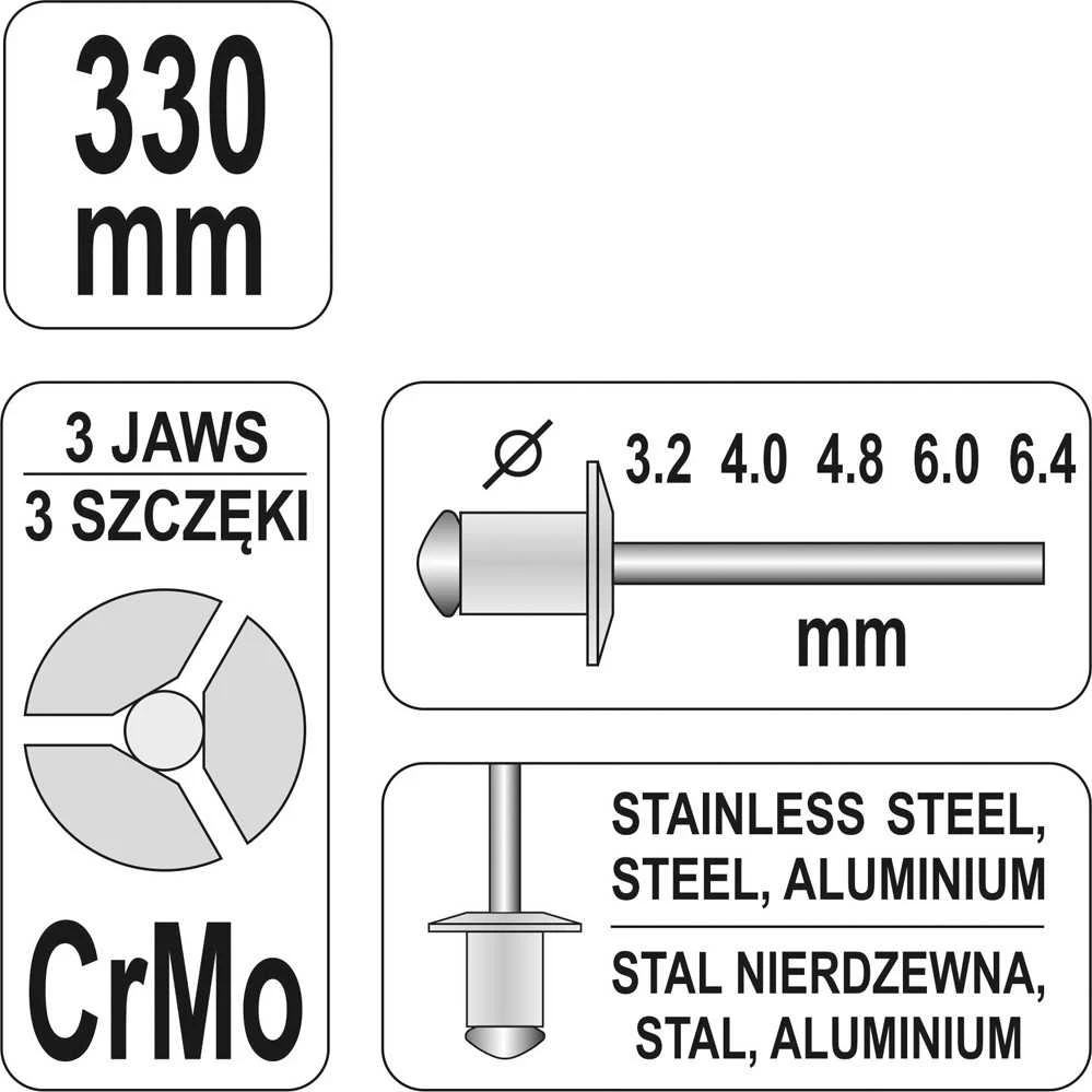 Yato YT-3609 Rankinis kniediklis 3,2- 6,4 mm