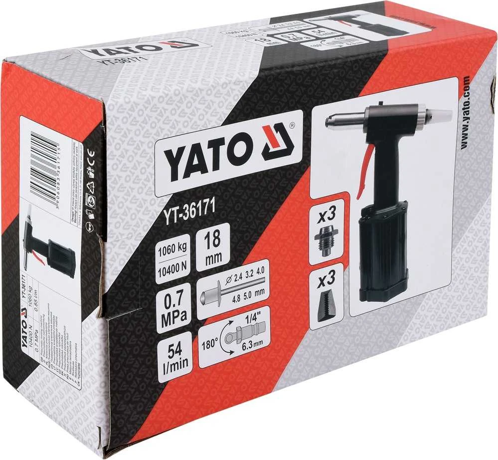 YATO Pneumatinis kniedijimo pistoletas, 2,4-5 mm, YT-36171