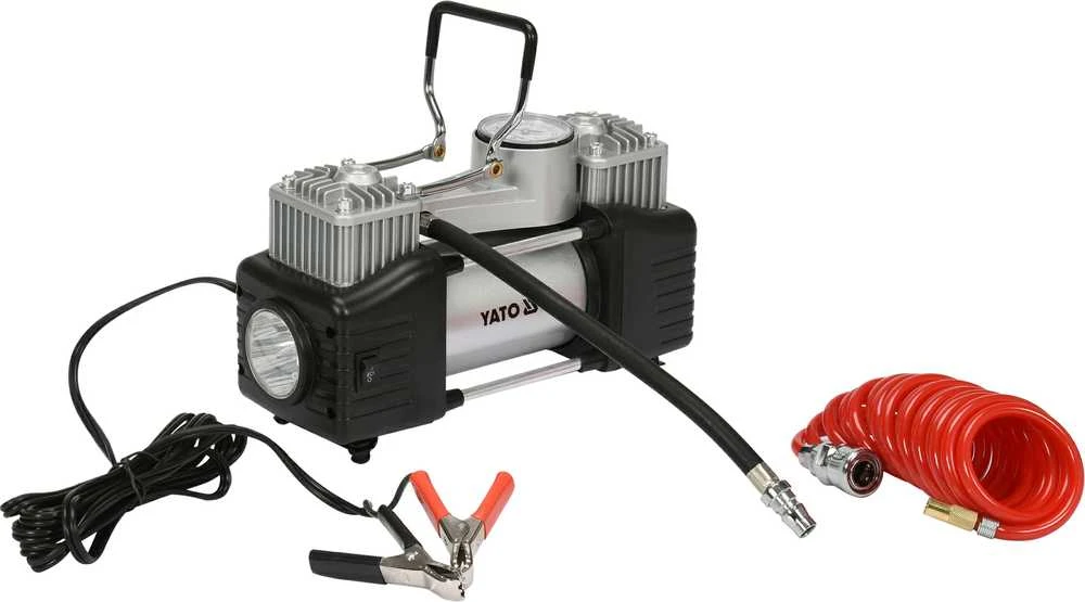 Yato Automobilinis 2 cilindrų kompresorius su LED lempa, 12V / 250W, YT-73462