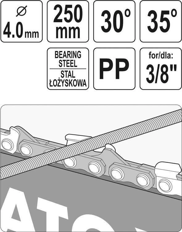 Yato Toya Sa Poland Kreipiančioji / gidas grandininiams pjūklams | su dilde | 4.0 mm (YT-85035)
