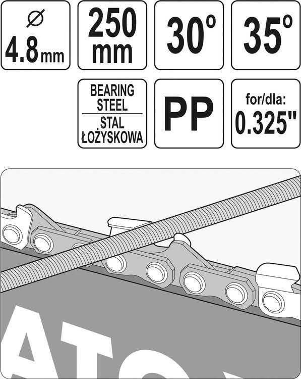 Yato Toya Sa Poland Kreipiančioji / gidas grandininiams pjūklams | su dilde | 4.8 mm (YT-85037)