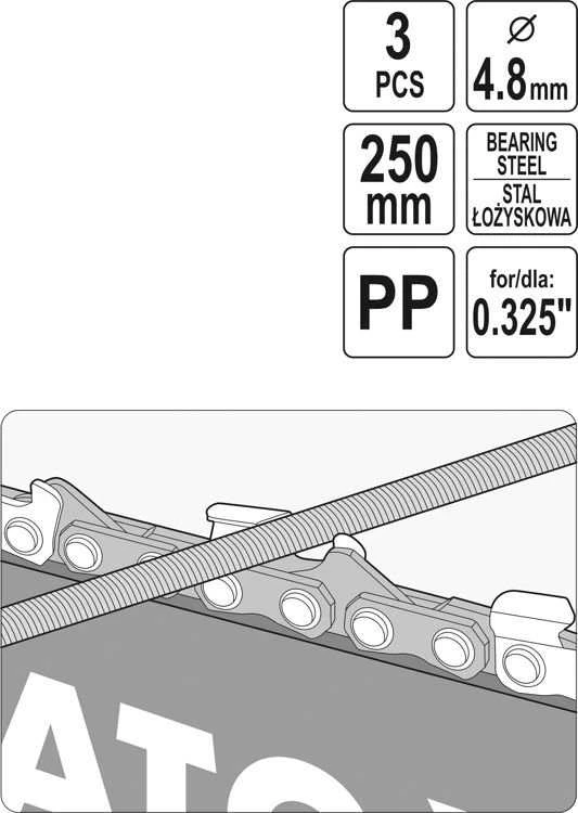 Yato Toya Sa Poland Kreipiančioji / gidas grandininiams pjūklams | su dilde | 4.8 mm (YT-85032)
