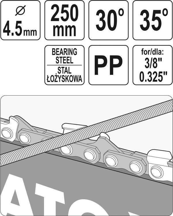 Yato Toya Sa Poland Kreipiančioji / gidas grandininiams pjūklams | su dilde | 4.5 mm (YT-85036)