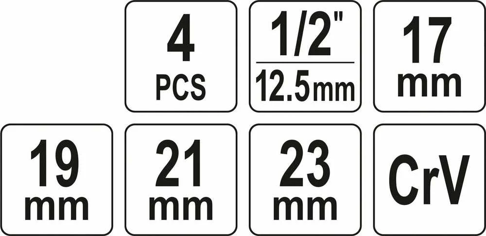 Toya Sa Poland Kryžminis raktas sudedamas | 17x19x21x23mm galvutėmis (YT-08033)