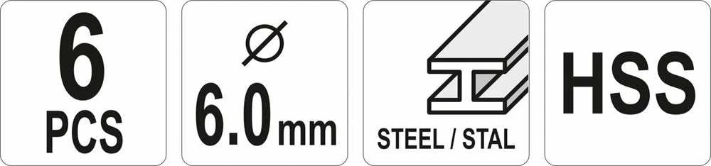 YATO metalo pjaustytuvai su kotu, FI 6 mm, 6 vnt. rinkinys.