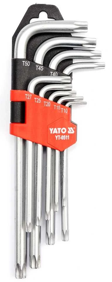 YATO TORX raktai, 9 vnt., T10-T50, ilgi, su skyle 0511