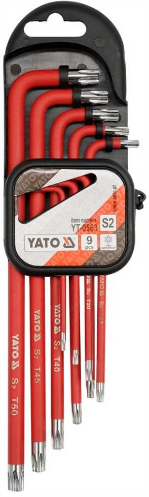 Yato Toya Sa Poland L tipo raktų rinkinys | ilgi | S2 | T-Star su skylutėm (Torx) T10 - T50 | 9 vnt. (YT-0563)